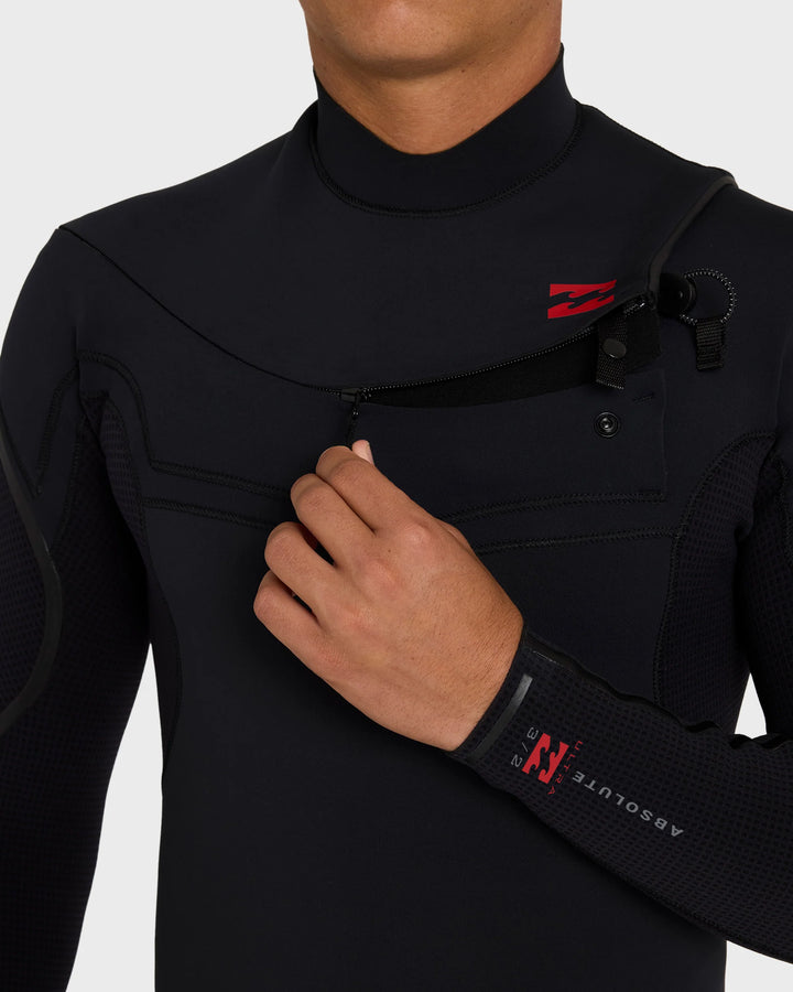 Billabong Men's 3/2mm Absolute Ultra Chest Zip Full Wetsuit - Black - Sun Diego Boardshop