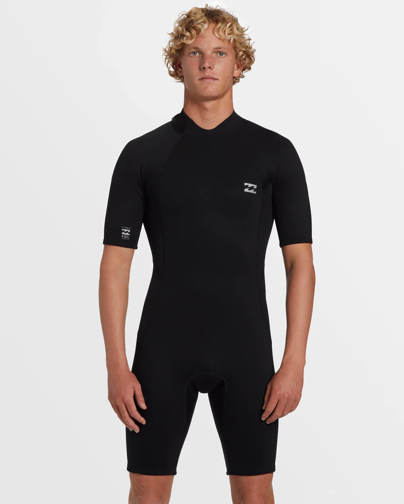 Billabong 2mm Foil Back Zip Short Sleeve Springsuit - BLACK - Sun Diego Boardshop