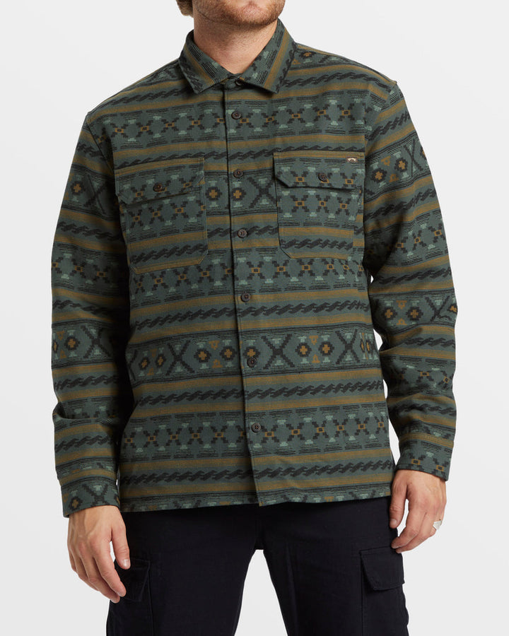 Billabong Offshore Jacquard Flannel Long Sleeve Shirt - SLATE GREEN - Sun Diego Boardshop