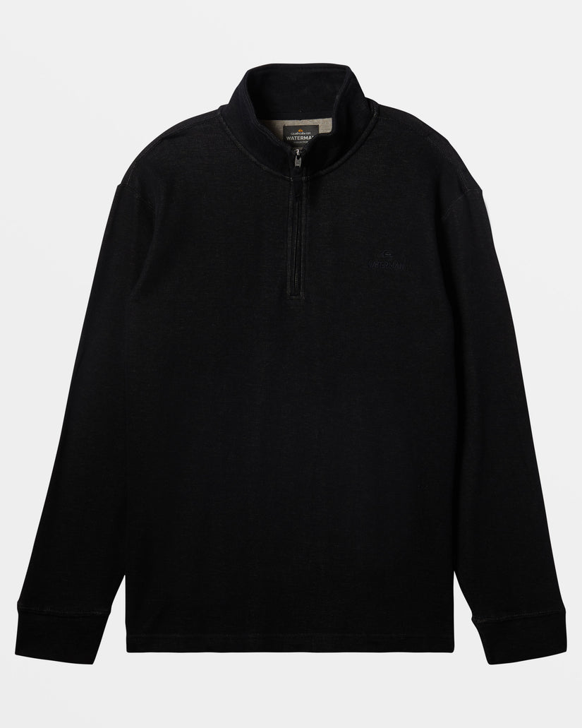 Quiksilver Waterman Playa Clipper Half-Zip Sweatshirt - BLACK - Sun Diego Boardshop