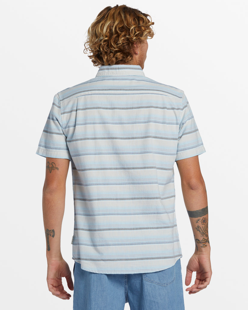 Quiksilver Oxford Stripe Classic Short Sleeve Shirt - GREY VIOLET - Sun Diego Boardshop