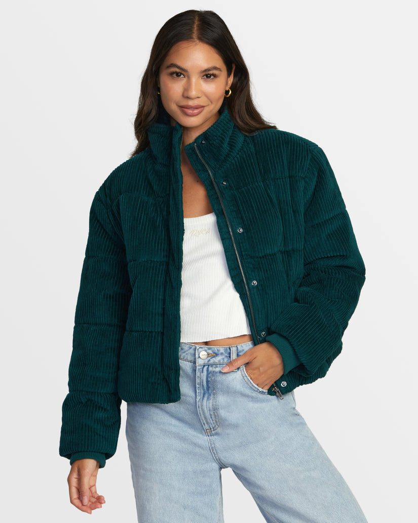 RVCA EEZEH CORDUROY PUFFER JACKET - PONDEROSA PINE - Sun Diego Boardshop