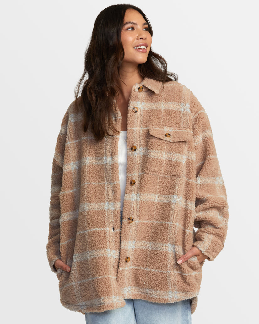 RVCA BIRDIE SHACKET FLANNEL JACKET - WARM TAUPE - Sun Diego Boardshop