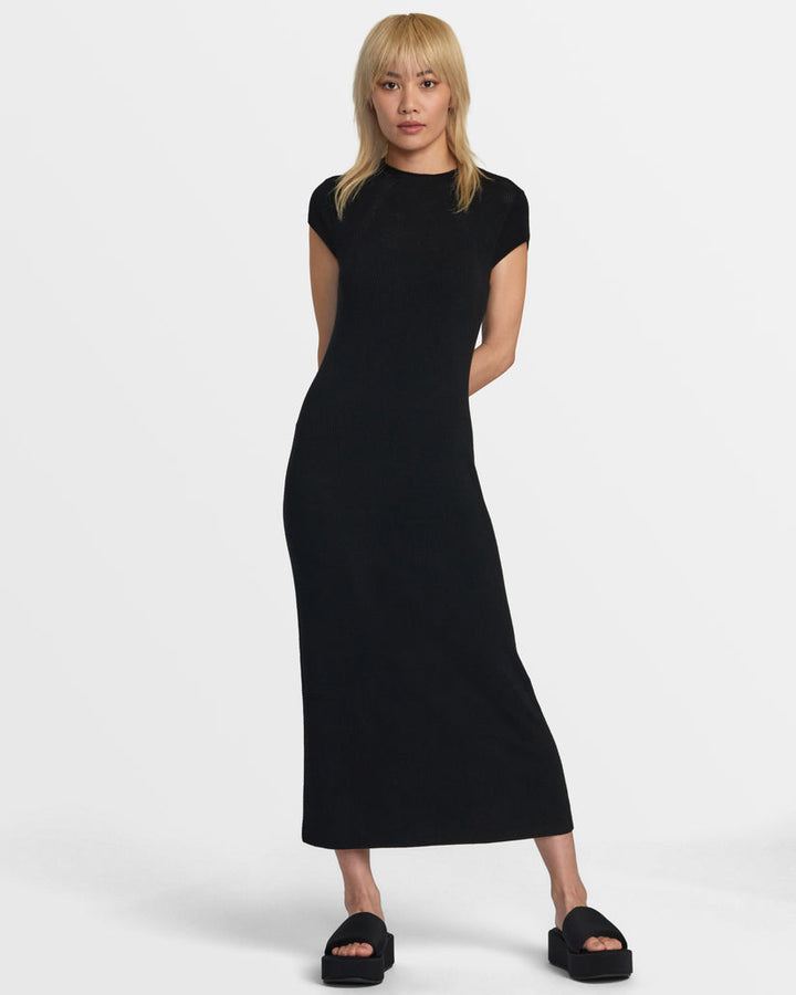 RVCA LATELY SOLID SWEATER DRESS - BLACK - Sun Diego Boardshop