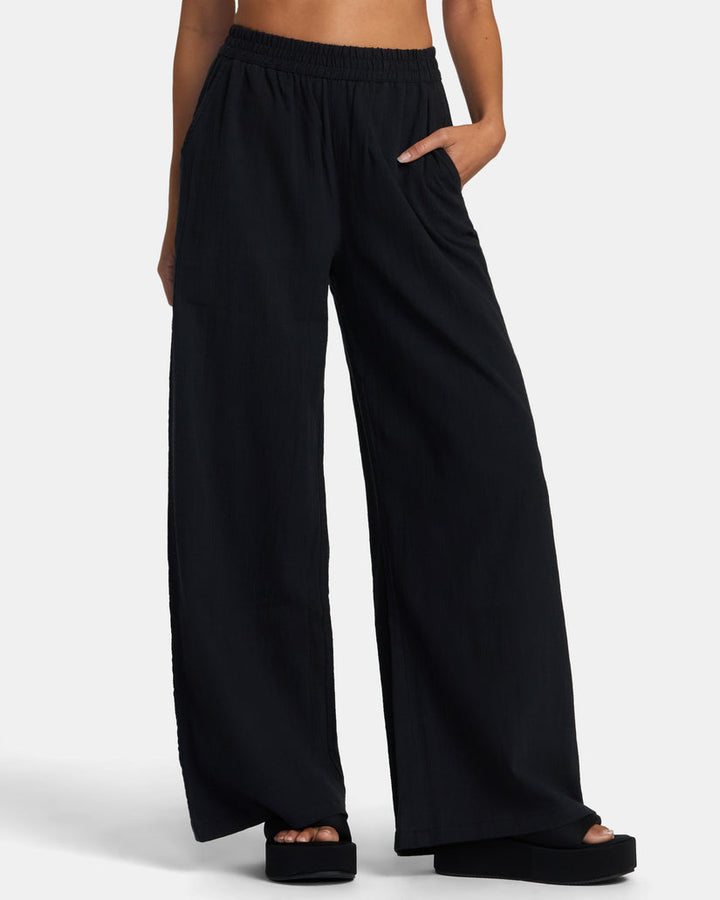 RVCA YUME WIDE LEG PANTS - BLACK - Sun Diego Boardshop