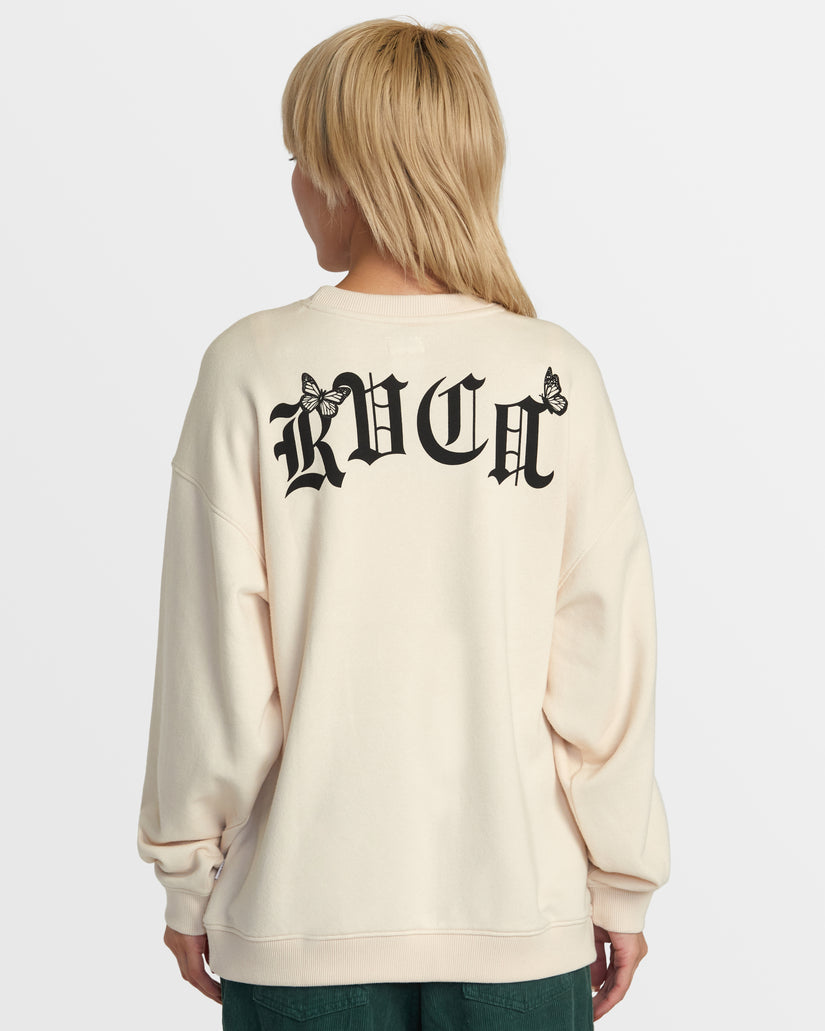 RVCA JUST FLOATIN CREW SWEATSHIRT - LATTE - Sun Diego Boardshop