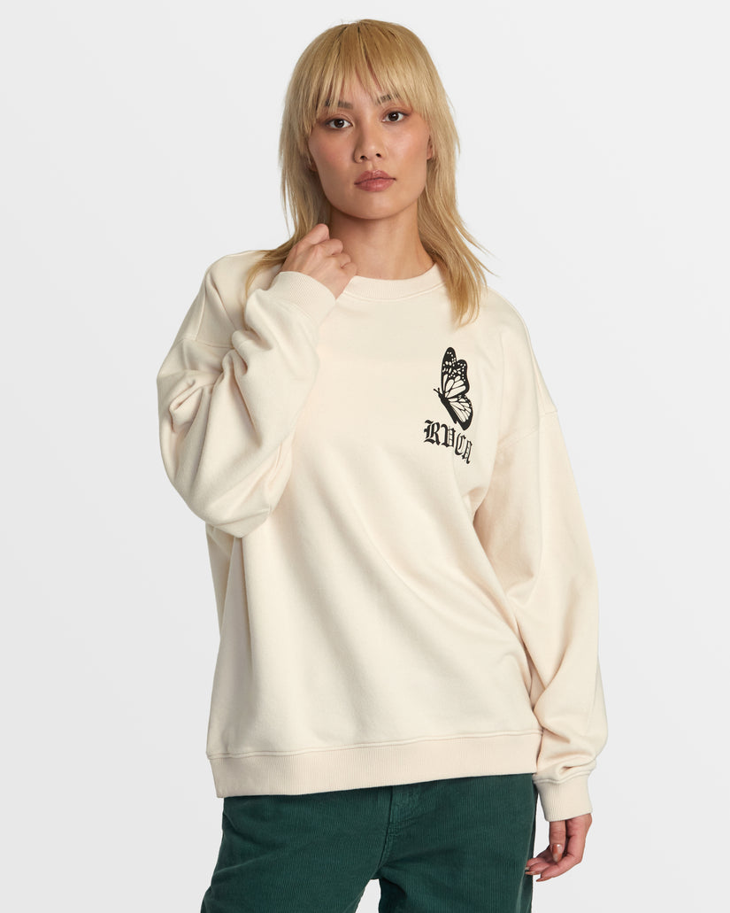 RVCA JUST FLOATIN CREW SWEATSHIRT - LATTE - Sun Diego Boardshop