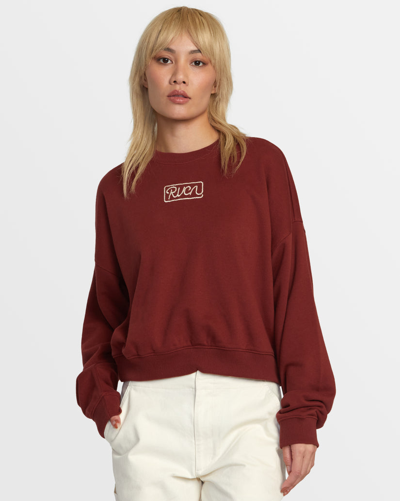 RVCA COURT CREW SWEATSHIRT - MADDER BROWN - Sun Diego Boardshop