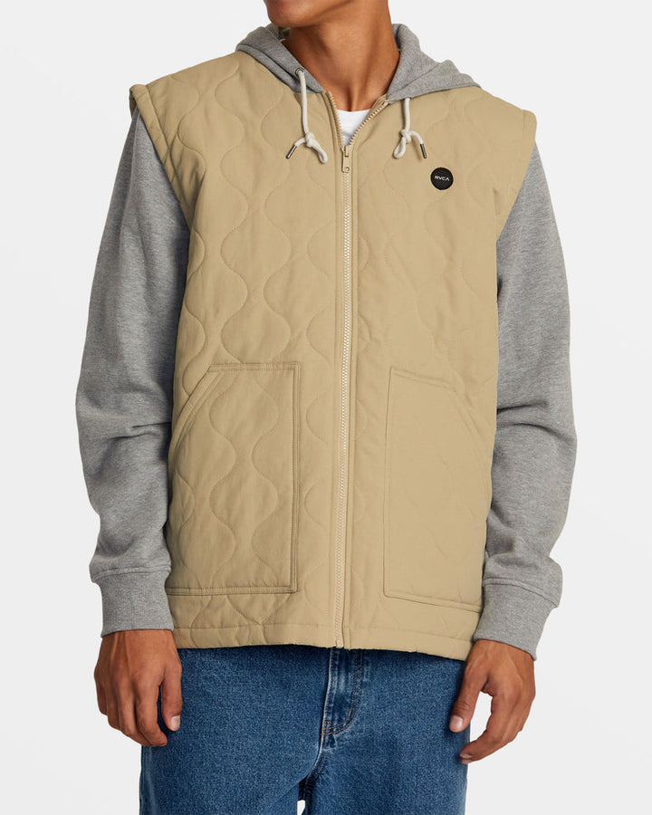 RVCA GRANT HOODED PUFFER JACKET - KHAKI - Sun Diego Boardshop