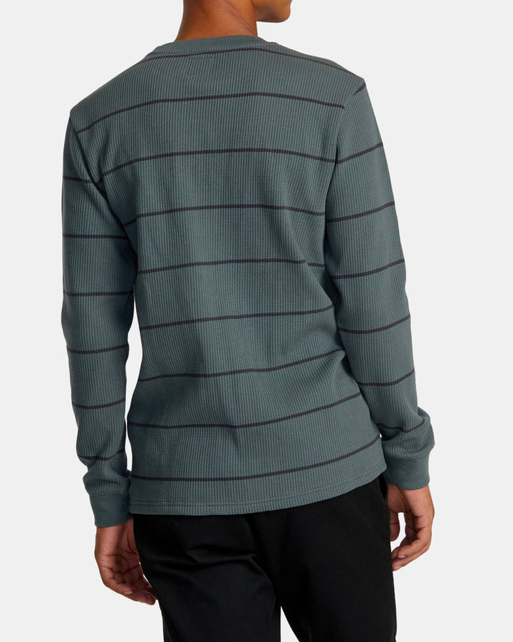 RVCA DAYSHIFT THERMAL STRIPE LONG SLEEVE - BALSAM GREEN - Sun Diego Boardshop