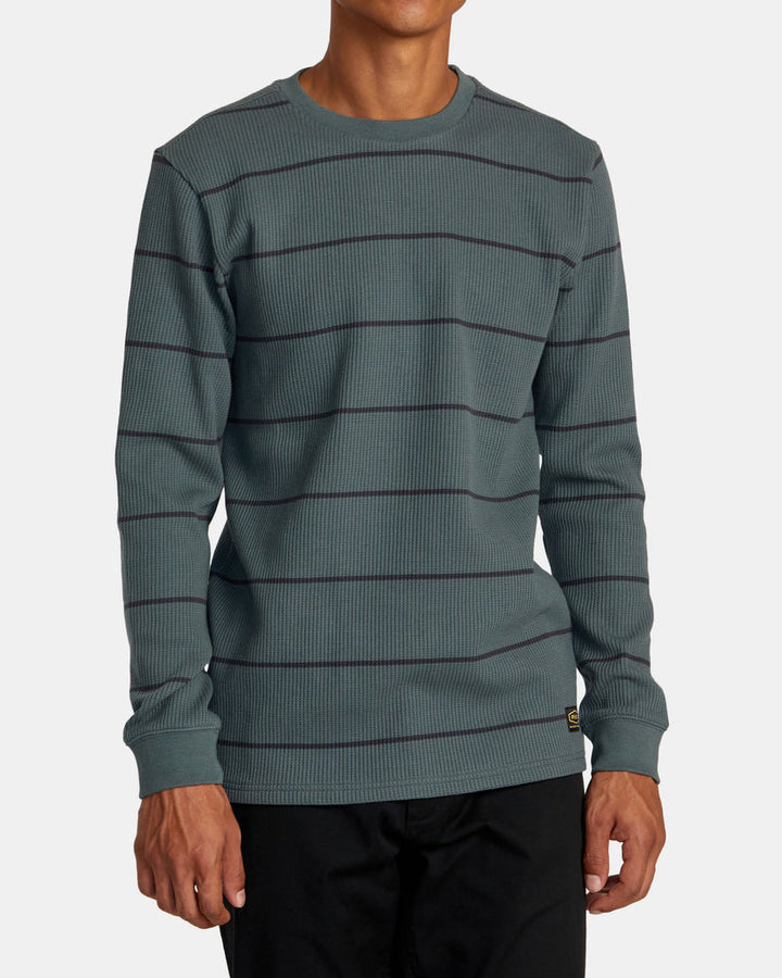 RVCA DAYSHIFT THERMAL STRIPE LONG SLEEVE - BALSAM GREEN - Sun Diego Boardshop