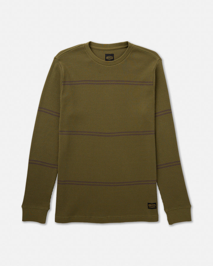 RVCA Dayshift Long Sleeve Stripe Thermal - Olive - Sun Diego Boardshop