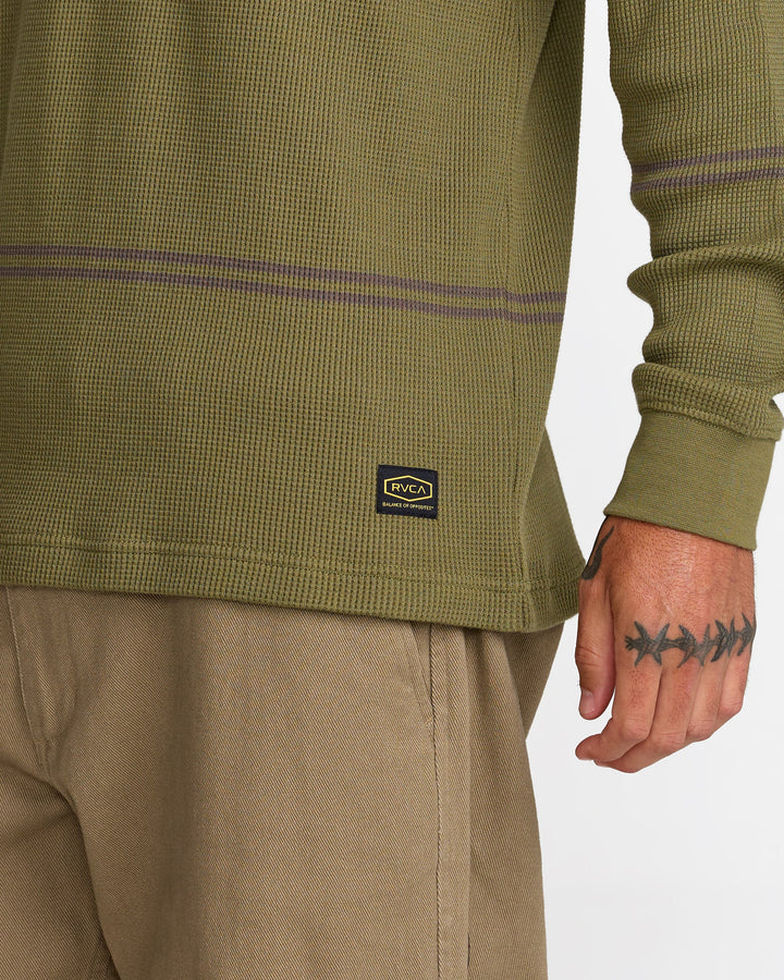 RVCA Dayshift Long Sleeve Stripe Thermal - Olive - Sun Diego Boardshop