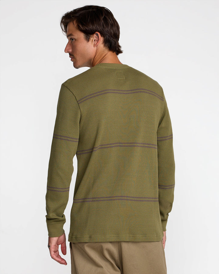 RVCA Dayshift Long Sleeve Stripe Thermal - Olive - Sun Diego Boardshop