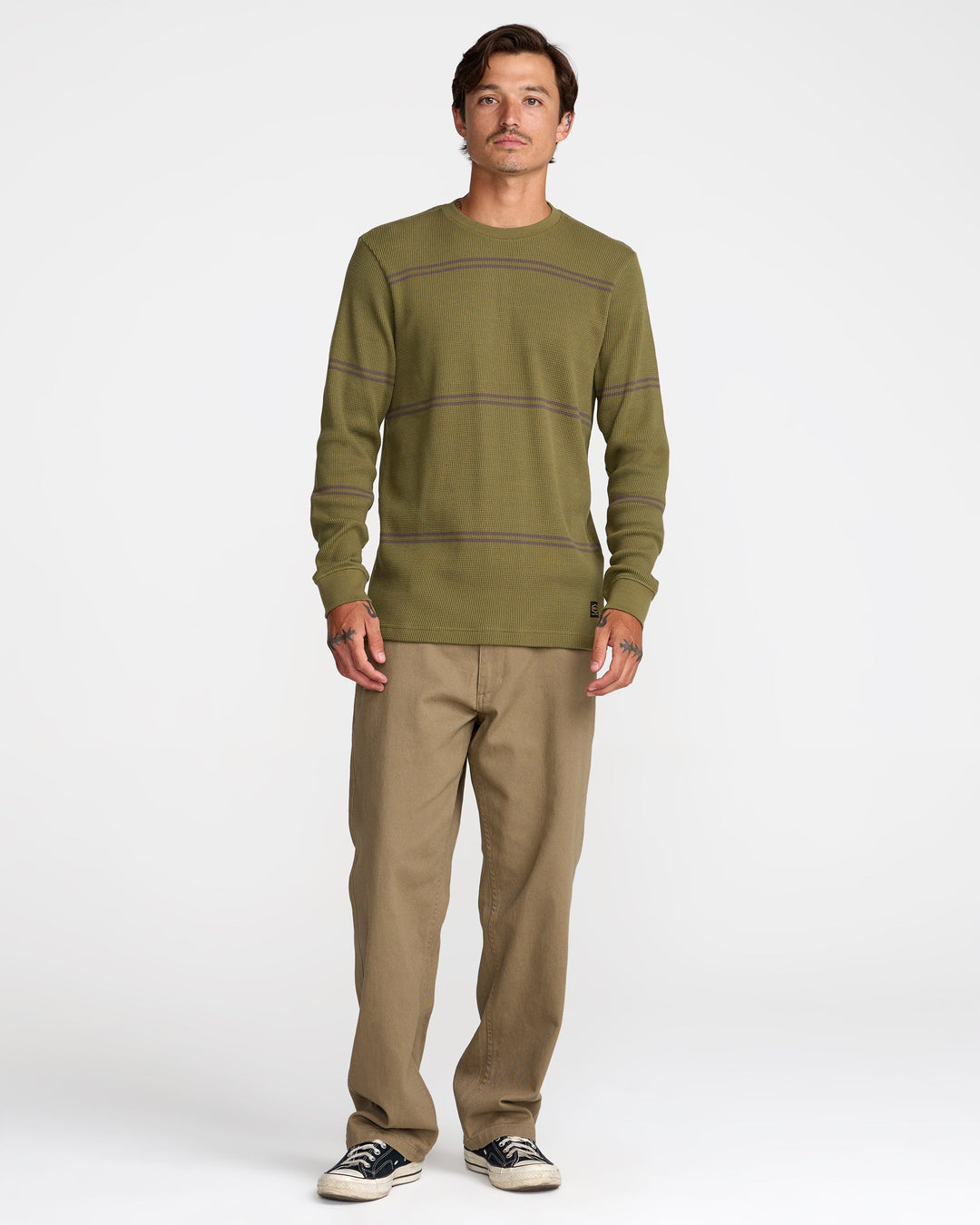 RVCA Dayshift Long Sleeve Stripe Thermal - Olive - Sun Diego Boardshop