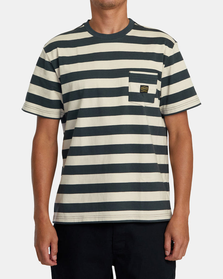 RVCA DAYSHIFT STRIPE T-SHIRT - GARAGE BLUE - Sun Diego Boardshop