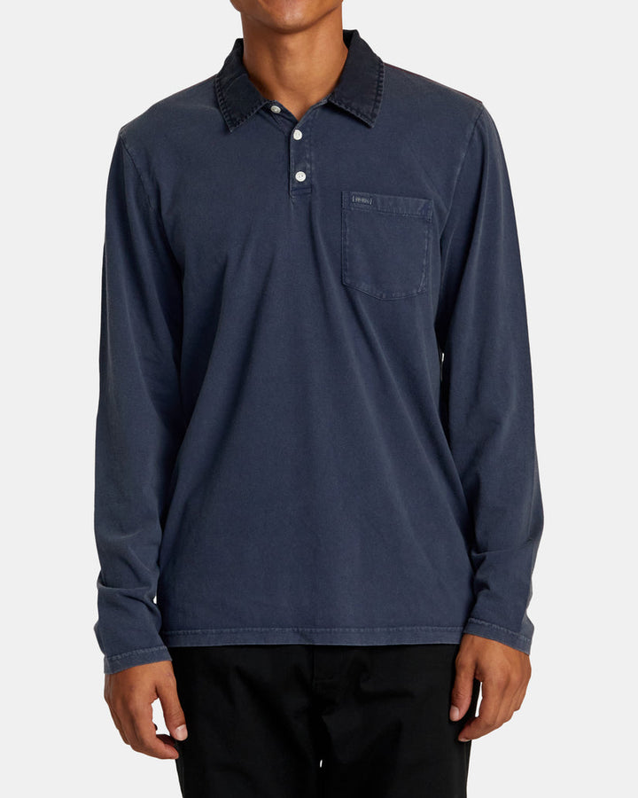 RVCA PTC Polo II Long Sleeve Shirt - MOODY BLUE - Sun Diego Boardshop