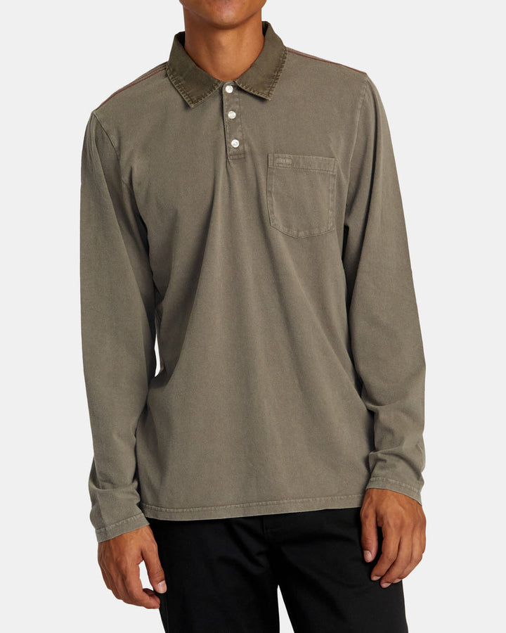 RVCA PTC Polo II Long Sleeve Shirt - MUSHROOM - Sun Diego Boardshop