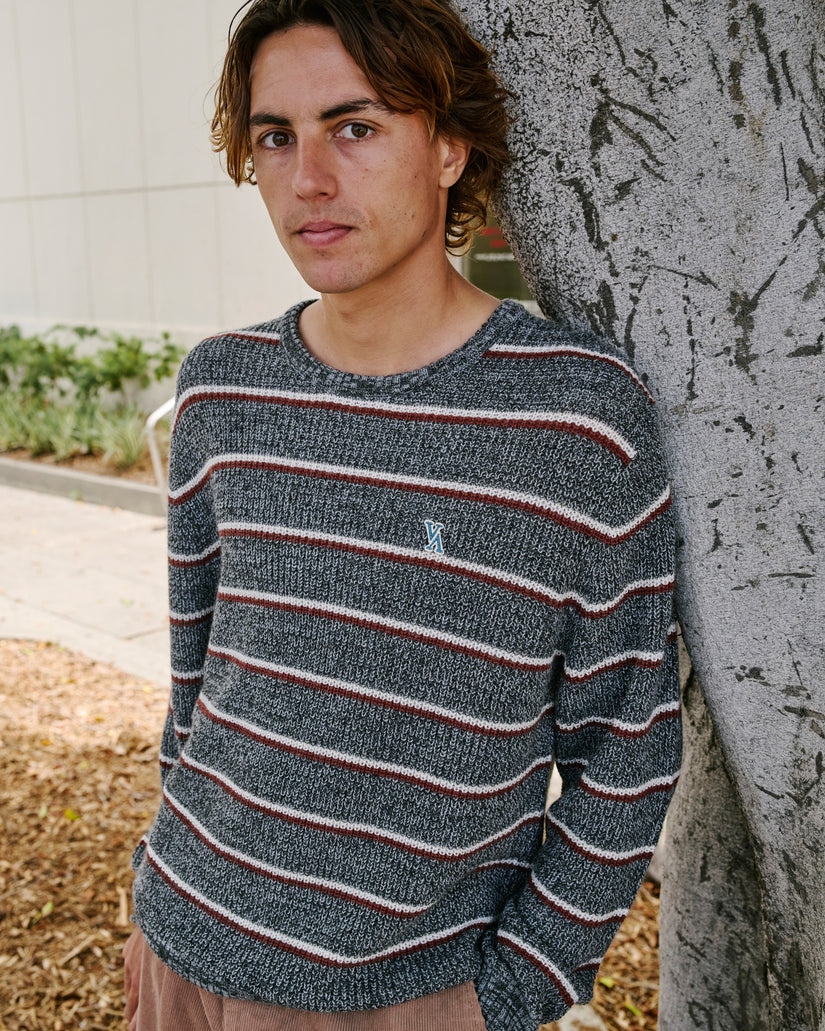 RVCA YALLA STRIPE SWEATER - GREY NOISE - Sun Diego Boardshop