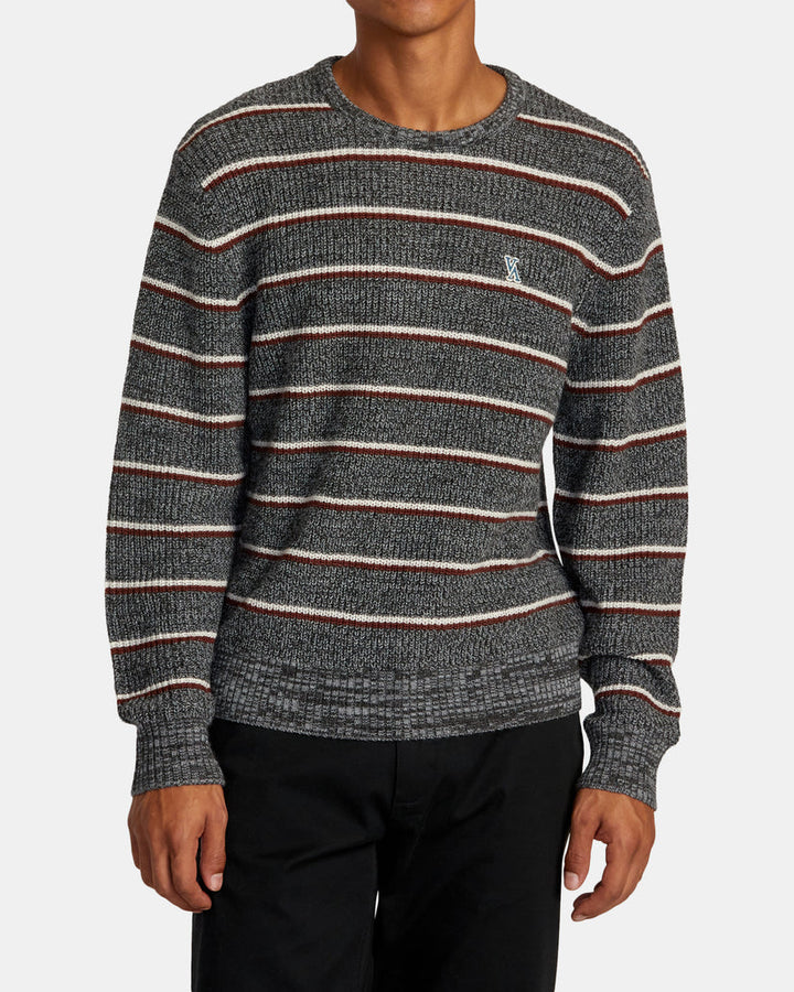 RVCA YALLA STRIPE SWEATER - GREY NOISE - Sun Diego Boardshop