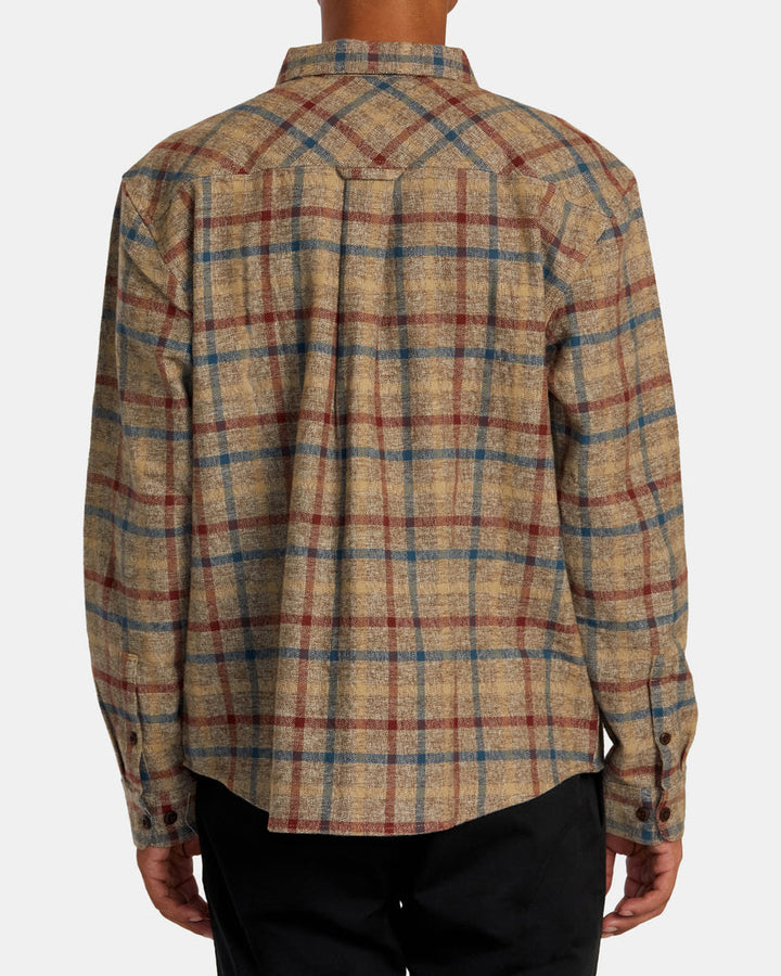 RVCA HUGHES FLANNEL LONG SLEEVE SHIRT - BOMBAY BROWN - Sun Diego Boardshop