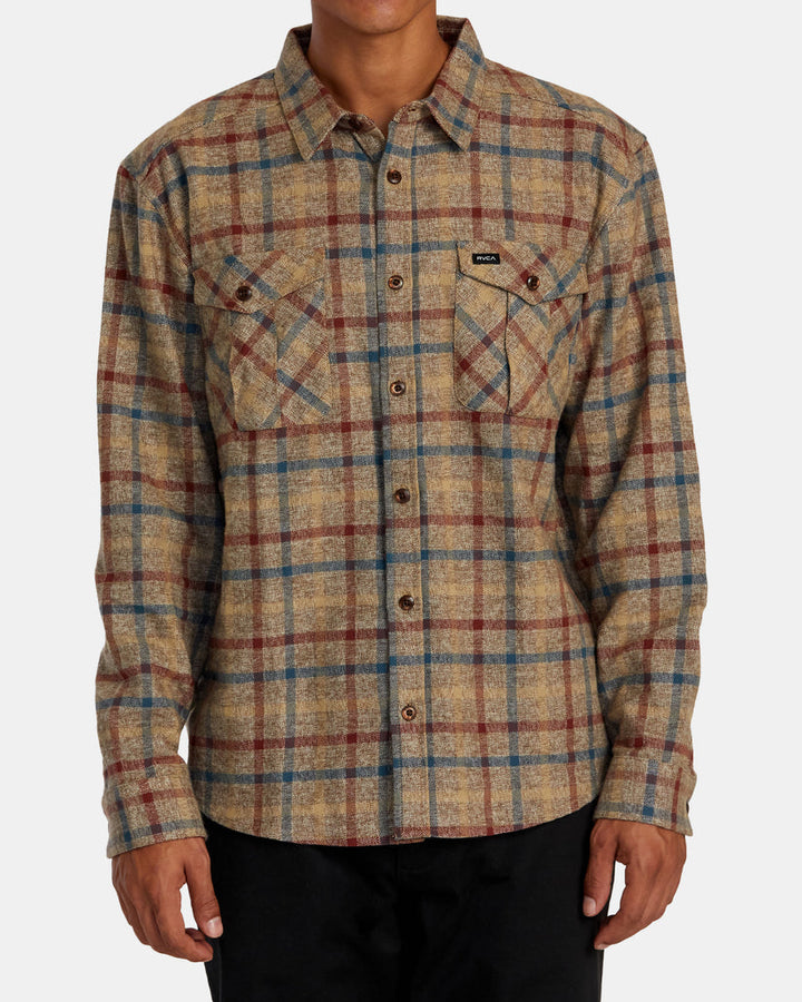 RVCA HUGHES FLANNEL LONG SLEEVE SHIRT - BOMBAY BROWN - Sun Diego Boardshop