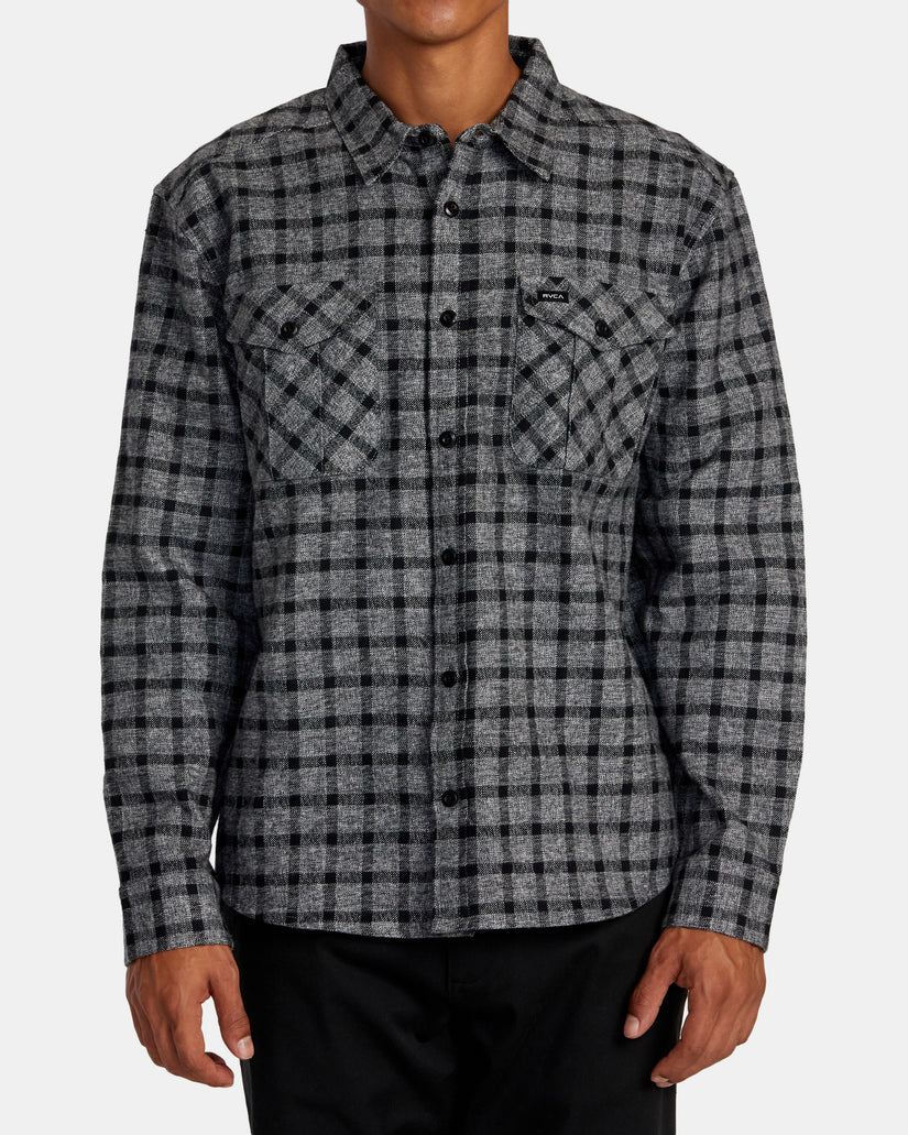 RVCA HUGHES FLANNEL LONG SLEEVE SHIRT - SMOKE - Sun Diego Boardshop