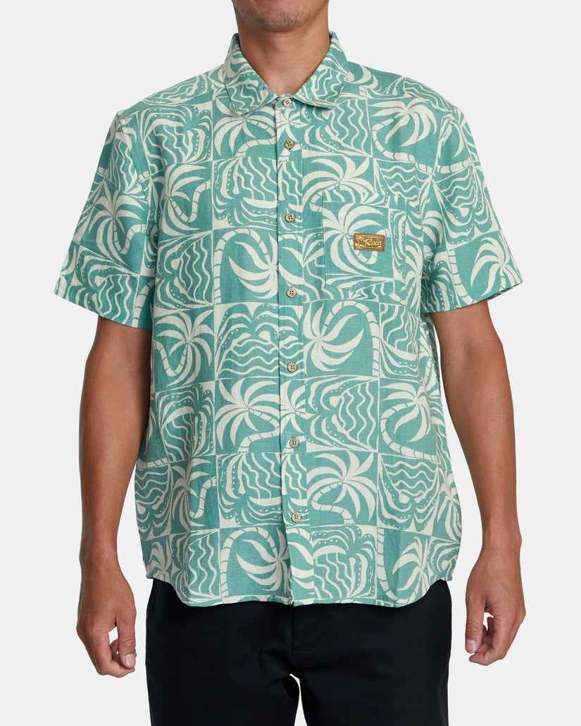 RVCA EXOTICA SHORT SLEEVE WOVEN SHIRT - GRANITE GREEN - Sun Diego Boardshop