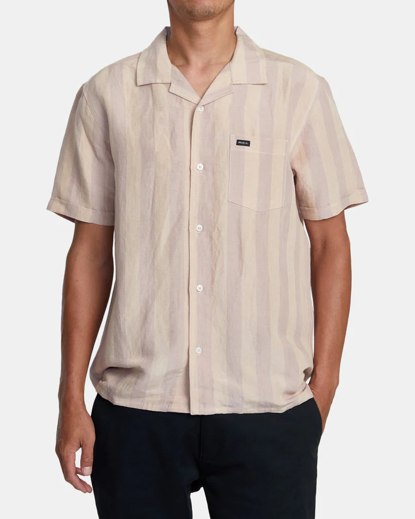 RVCA LOVE STRIPE SHORT SLEEVE WOVEN SHIRT - PALE MAUVE - Sun Diego Boardshop