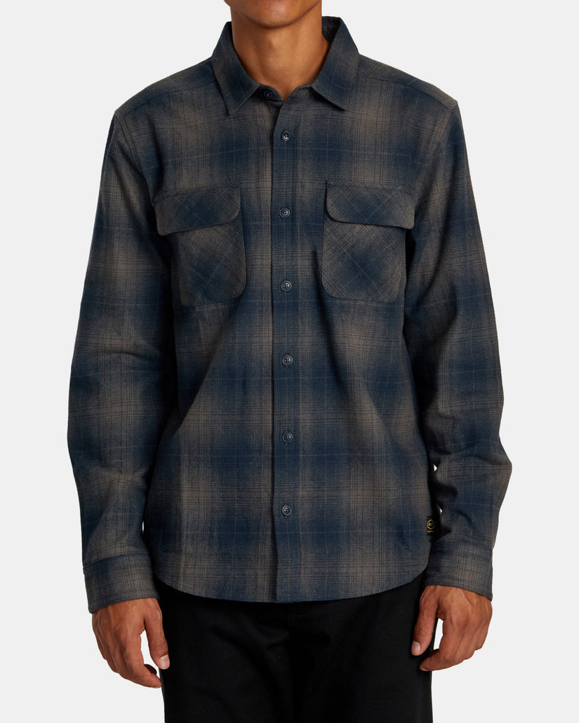 RVCA DAYSHIFT FLANNEL LONG SLEEVE TOP - SMOKE - Sun Diego Boardshop