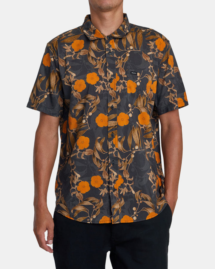 RVCA BOTANICAL SHORT SLEEVE WOVEN SHIRT - BLACK - Sun Diego Boardshop