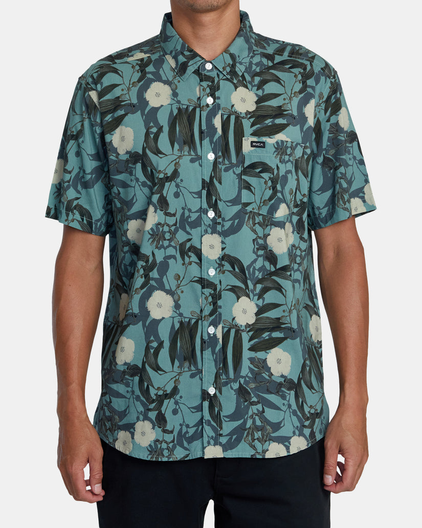 RVCA BOTANICAL SHORT SLEEVE WOVEN SHIRT - GREEN TEA - Sun Diego Boardshop