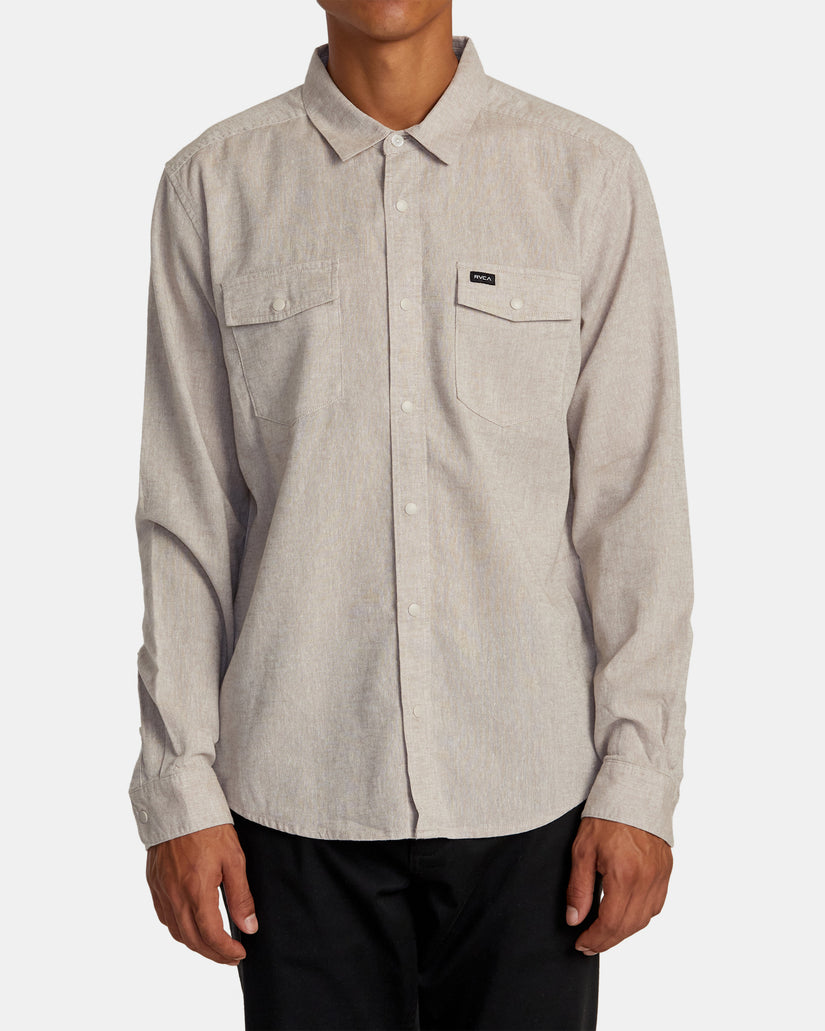 RVCA RVCA NEPS LONG SLEEVE SHIRT - WASHED GREY - Sun Diego Boardshop