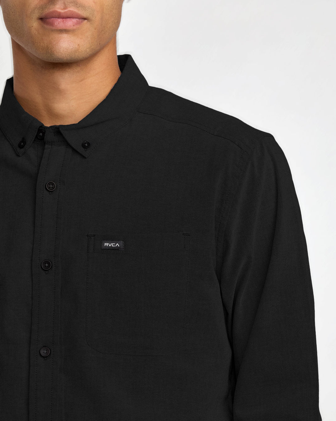 RVCA Men's That'll Do Stretch Long Sleeve Shirt - Black - Sun Diego Boardshop