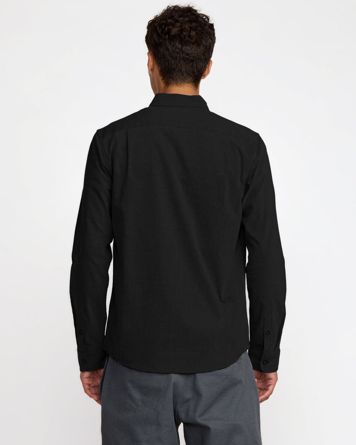 RVCA Men's That'll Do Stretch Long Sleeve Shirt - Black - Sun Diego Boardshop