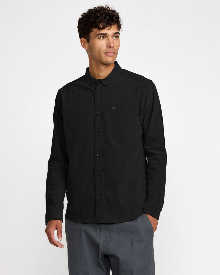 RVCA Men's That'll Do Stretch Long Sleeve Shirt - Black - Sun Diego Boardshop