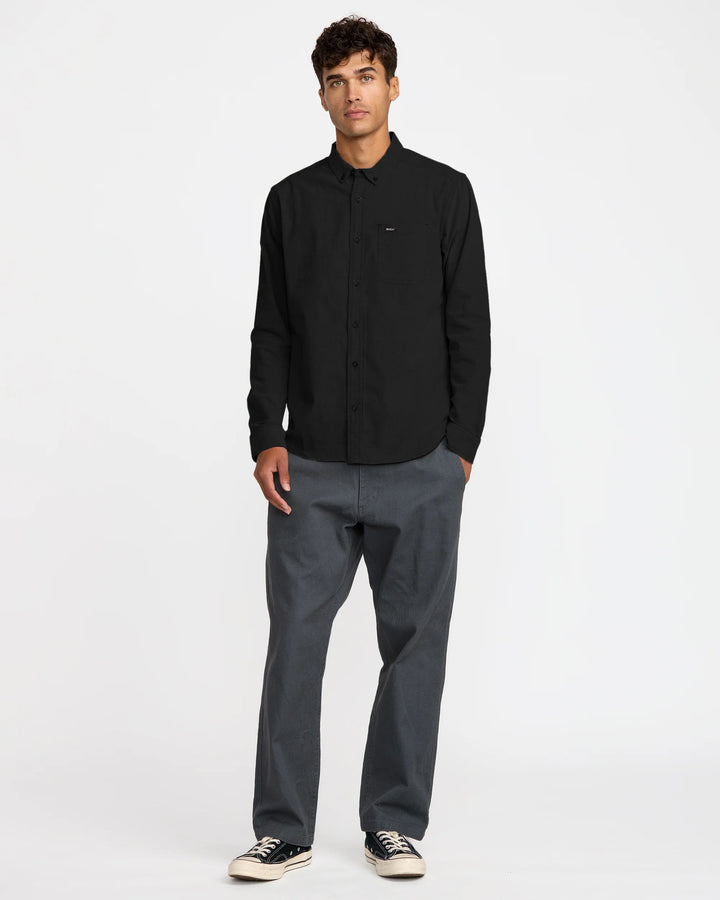 RVCA Men's That'll Do Stretch Long Sleeve Shirt - Black - Sun Diego Boardshop