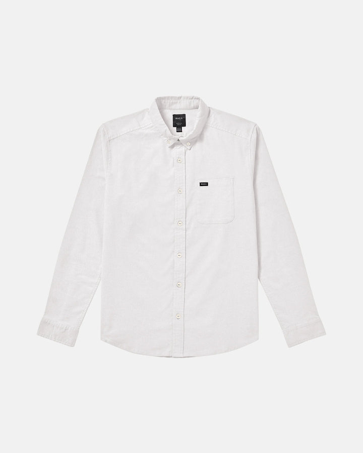 RVCA Men's That'll Do Stretch Long Sleeve Shirt - White - Sun Diego Boardshop