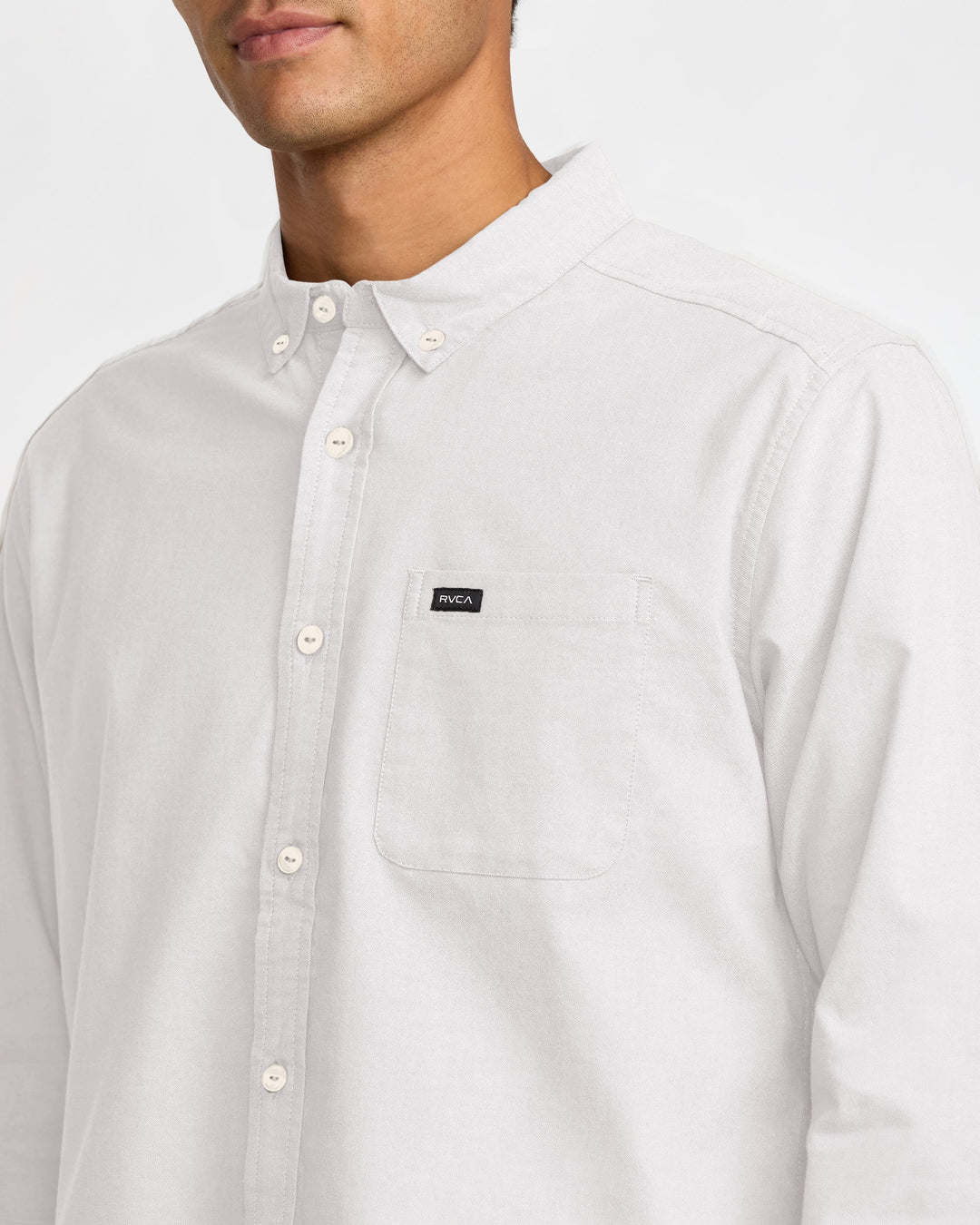 RVCA Men's That'll Do Stretch Long Sleeve Shirt - White - Sun Diego Boardshop