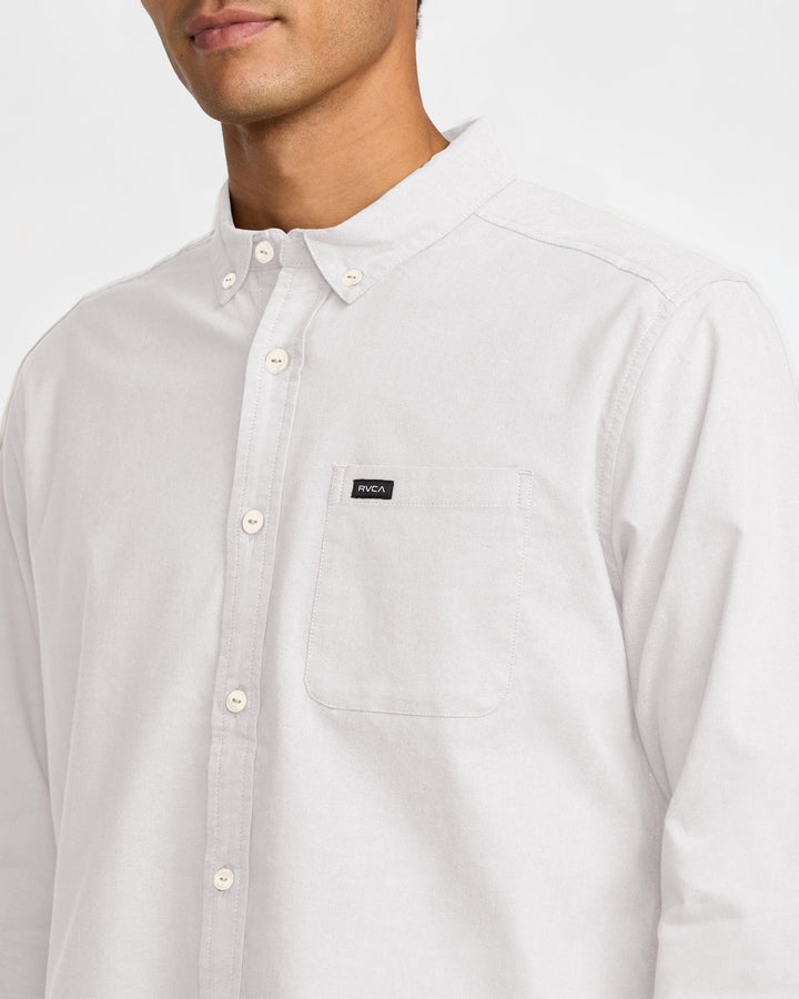 RVCA Men's That'll Do Stretch Long Sleeve Shirt - White - Sun Diego Boardshop