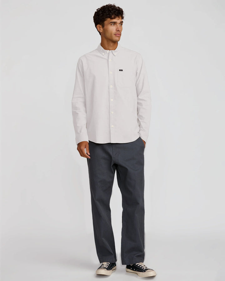 RVCA Men's That'll Do Stretch Long Sleeve Shirt - White - Sun Diego Boardshop