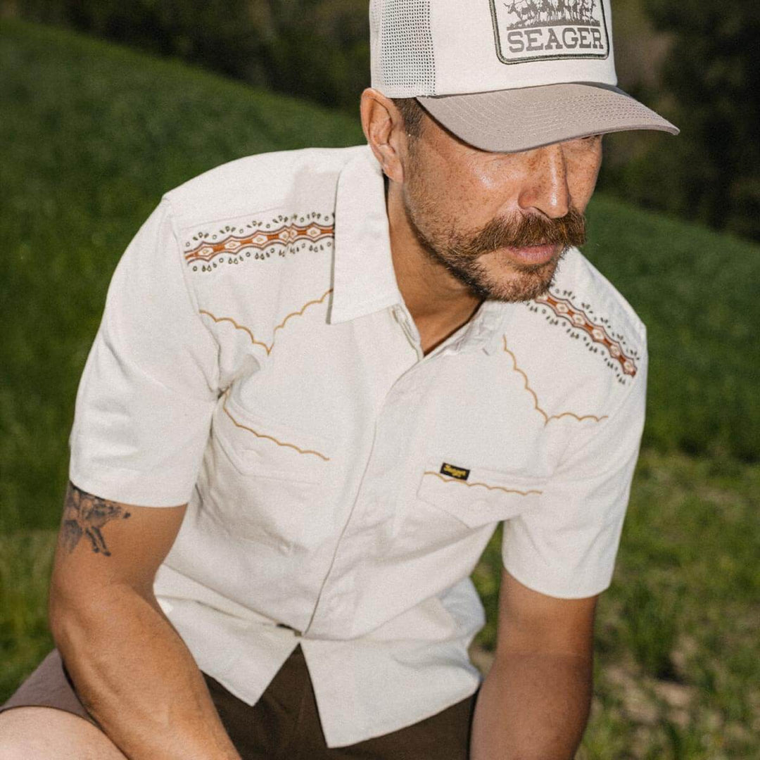 Seager Men's Amarillo Short Sleeve Shirt - White Wash - Sun Diego Boardshop