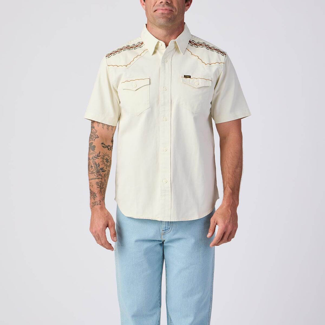 Seager Men's Amarillo Short Sleeve Shirt - White Wash - Sun Diego Boardshop