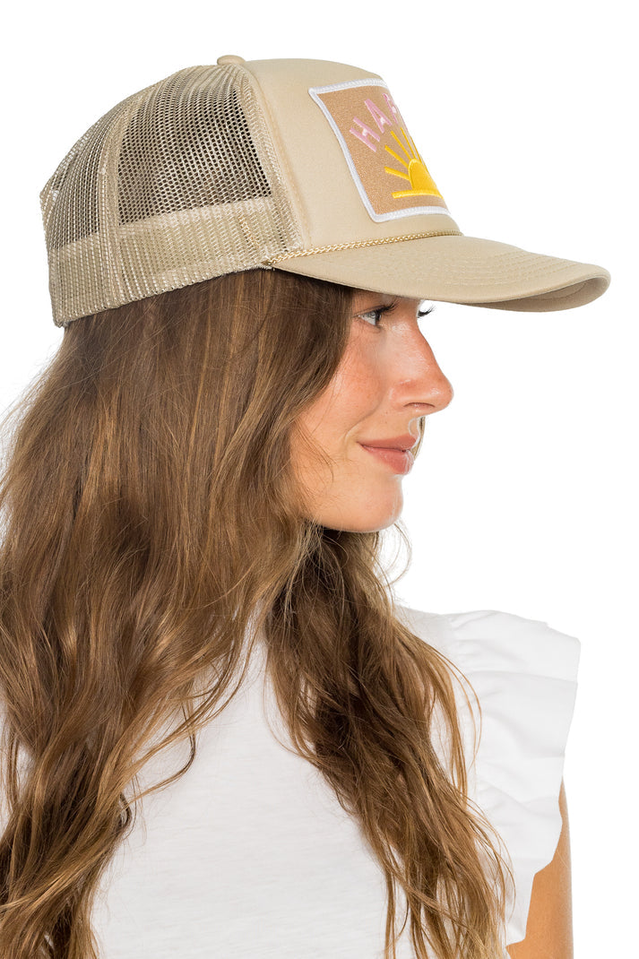 That Friday Feeling Happy Sun Trucker Hat - Tan - Sun Diego Boardshop