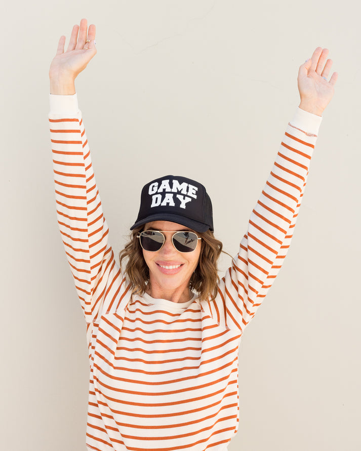 Friday Feeling Game Day Trucker Hat - Black