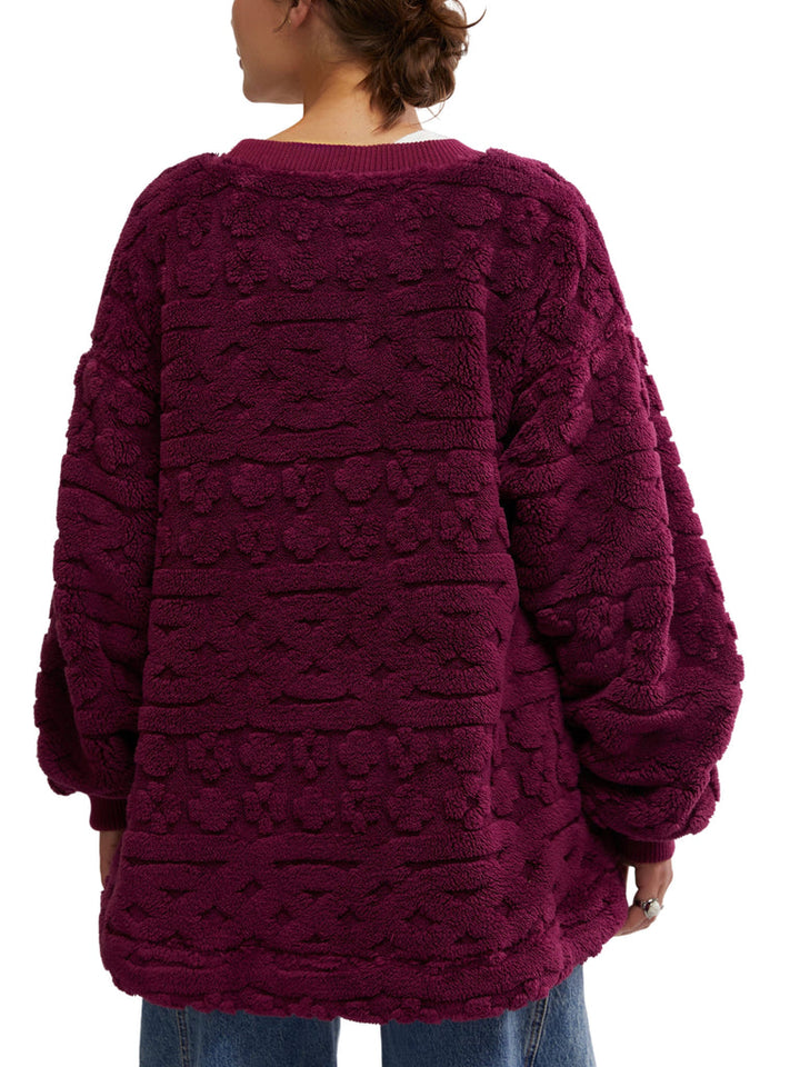 Free People Cable Knit Sweatshirt - BERRY COMBO - Sun Diego Boardshop