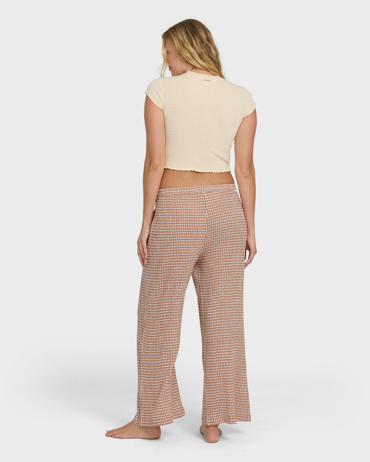 Billabong Women's Wanderer Bitty Check Pants - Sugar Almond - Sun Diego Boardshop