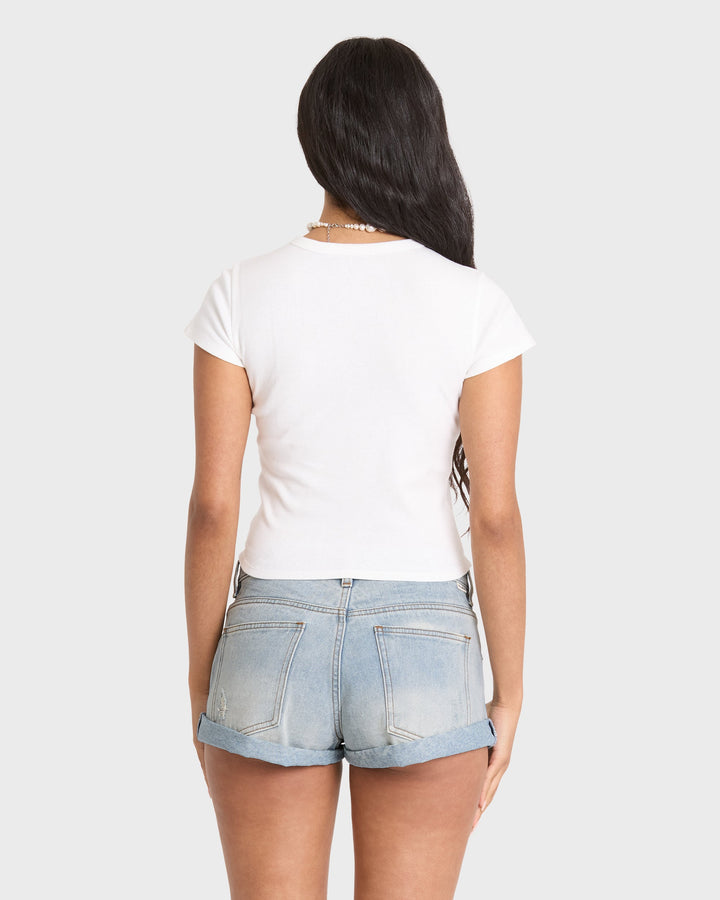 Billabong Women's Get Low Denim Shorts - Light Wash Destroy - Sun Diego Boardshop