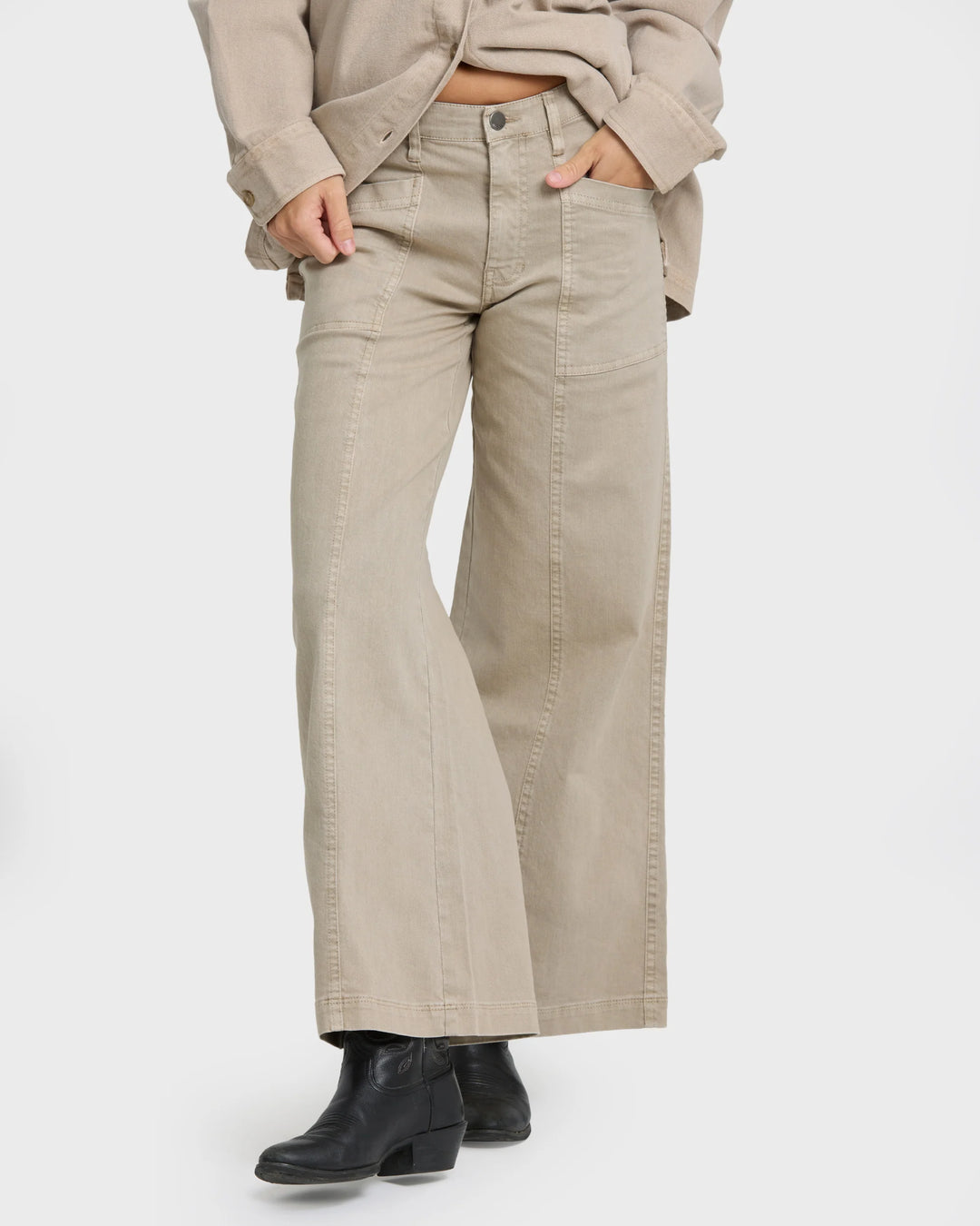 Billabong Women's Rival Wide Leg Pants - Cobblestone - Sun Diego Boardshop