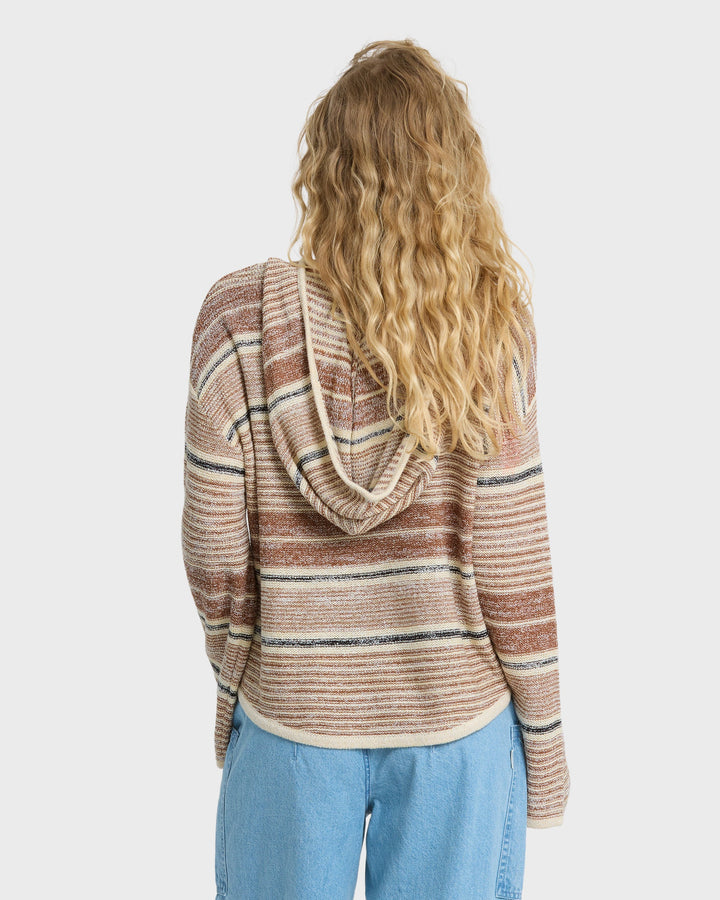 Billabong Women's Baja Beach Hooded Sweater - White / Brown - Sun Diego Boardshop